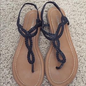 Black braided sandals